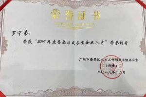 九游(中国)集团CEO罗宁弟荣膺番禺区杰出产业人才奖